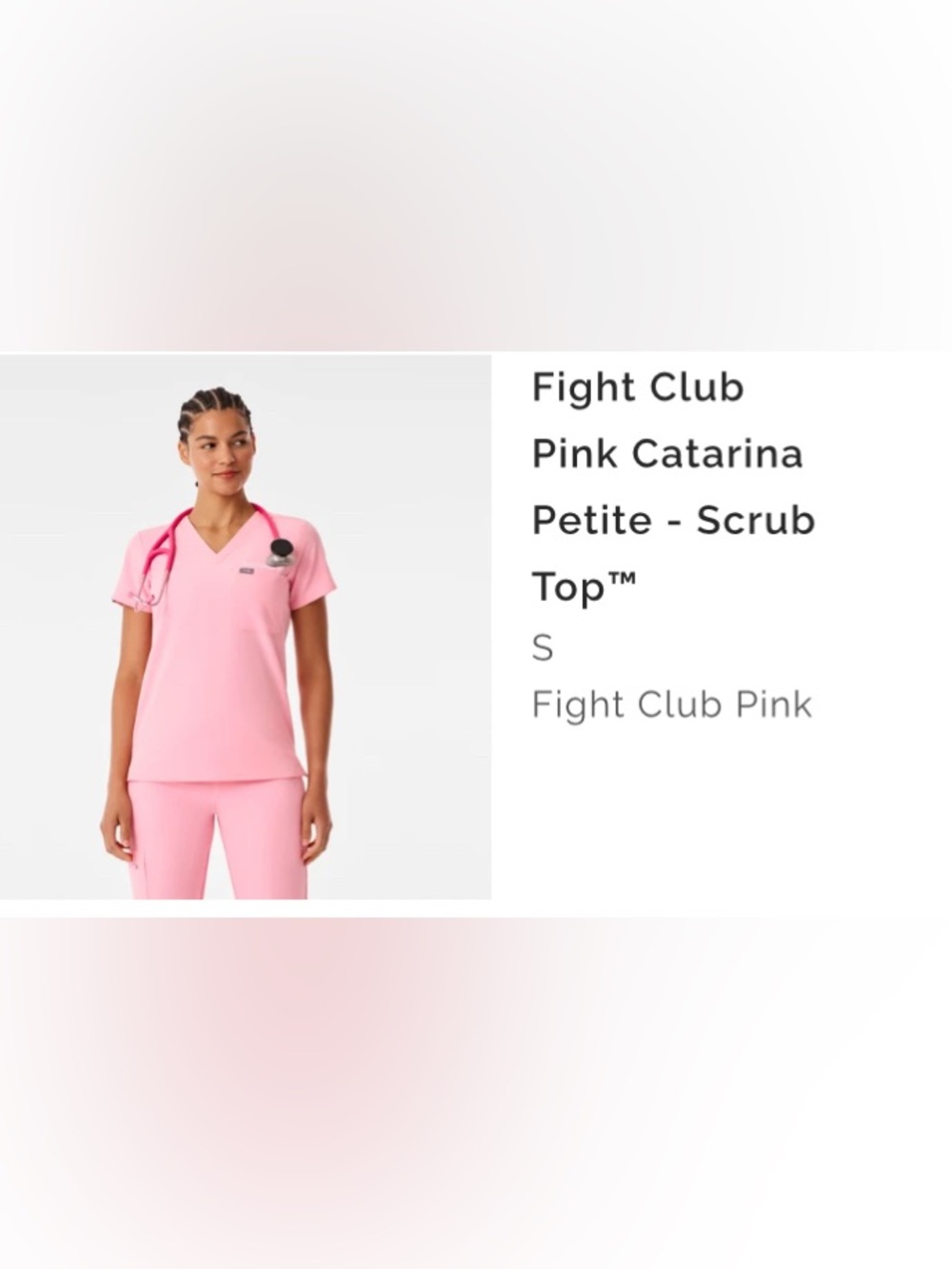 Figs Fight Club Pink Catarina Petite Scrub Top